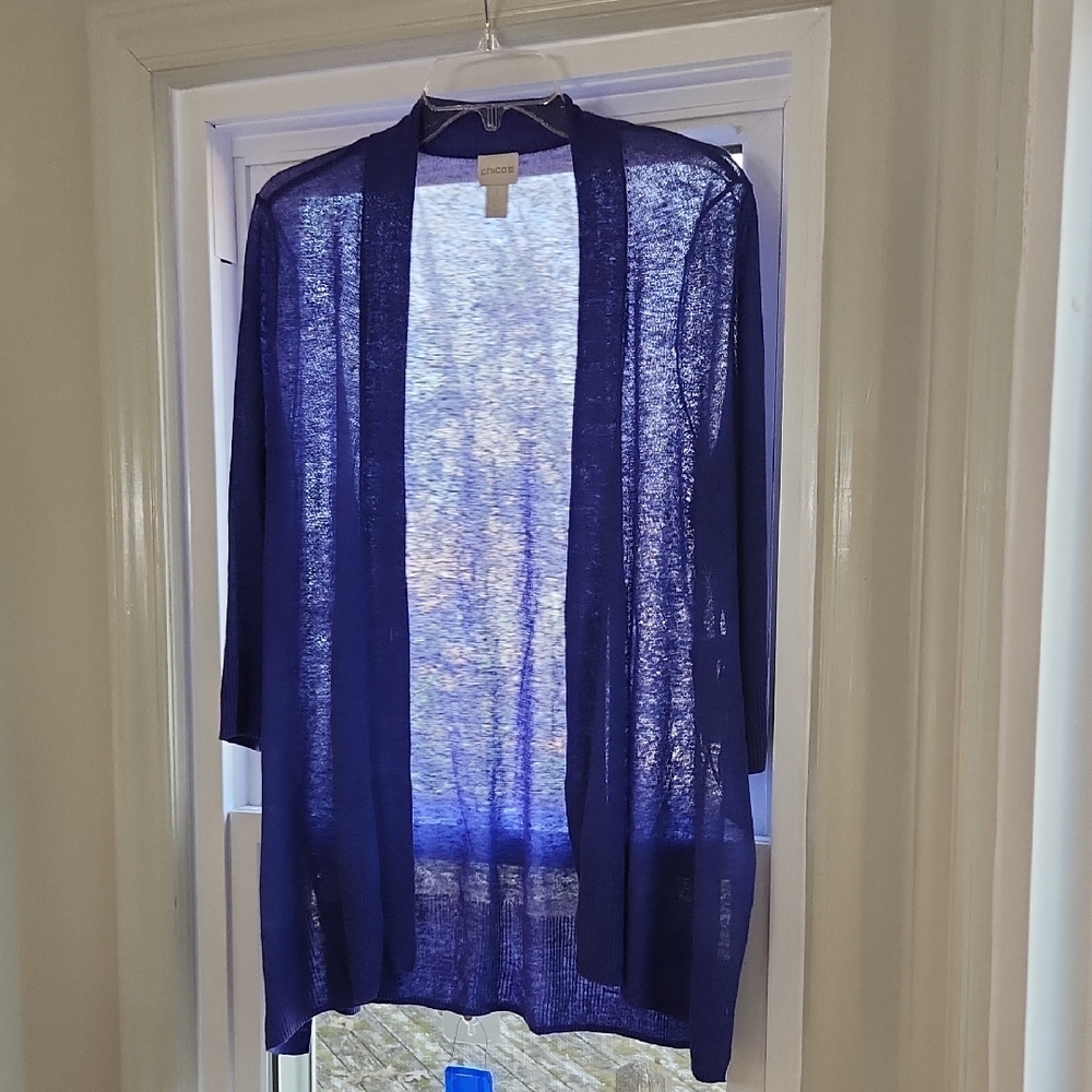 Chicos Linen Blend Cardigan S Purple